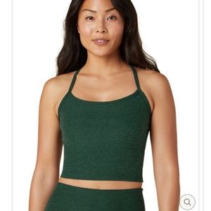 Beyond yoga space dye slim racerback cropped tank size S forest green pine